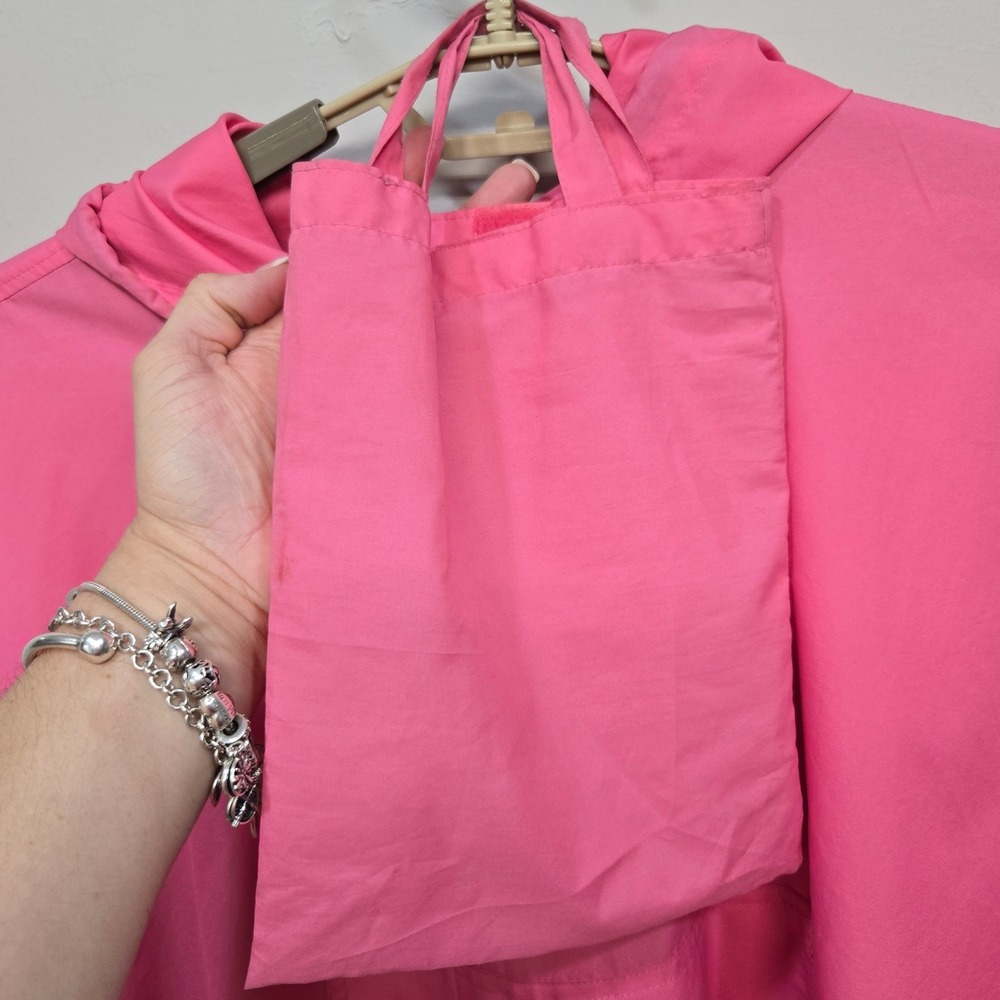 Vintage Harolds Rain Poncho OS Pink Packable Hooded Gorpcore Barbiecore Festival - Picture 3 of 9